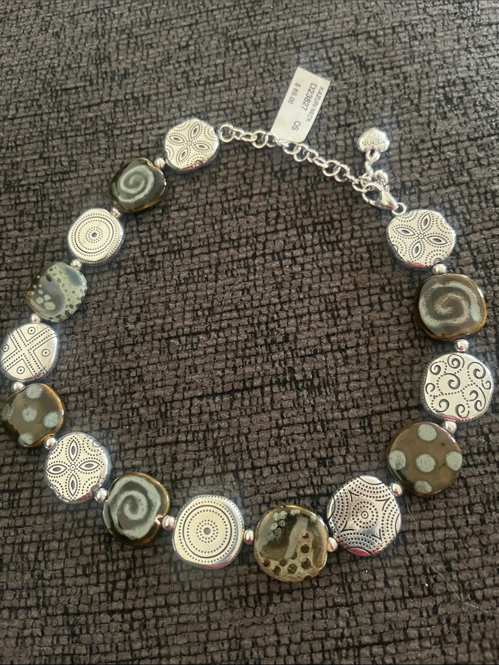 Kazuri Handmade Ceramic & Silver-Tone Necklace NWT - D23827 “KATY” Charms